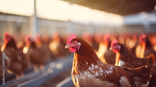 On this industrial poultry farm, the days of manual labor are gone as advanced automation takes over, allowing for efficient production and management of the vast flocks residing in the modern photo
