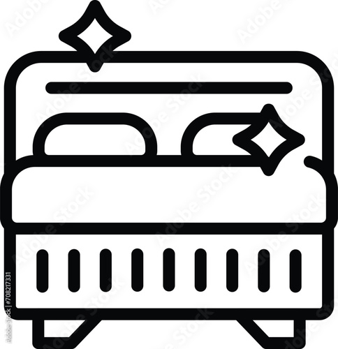 Clean bedroom icon outline vector. Home dorm floor. Dark bath