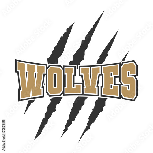 Wolves sport mascot emblem animal scratch claw stripes spirit school team. photo