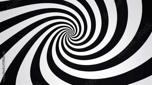 Abstract Black and White Swirl: Illusion of Motion in Optic Twirl Effect, Striped Spiral Shape in Tunnel Design © SHOTPRIME STUDIO