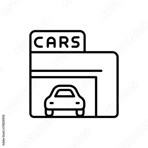 Car shop outline icons, minimalist vector illustration ,simple transparent graphic element .Isolated on white background