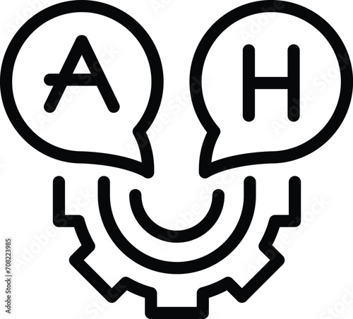 Gear interpreter icon outline vector. Person grammar. Dialect app conference