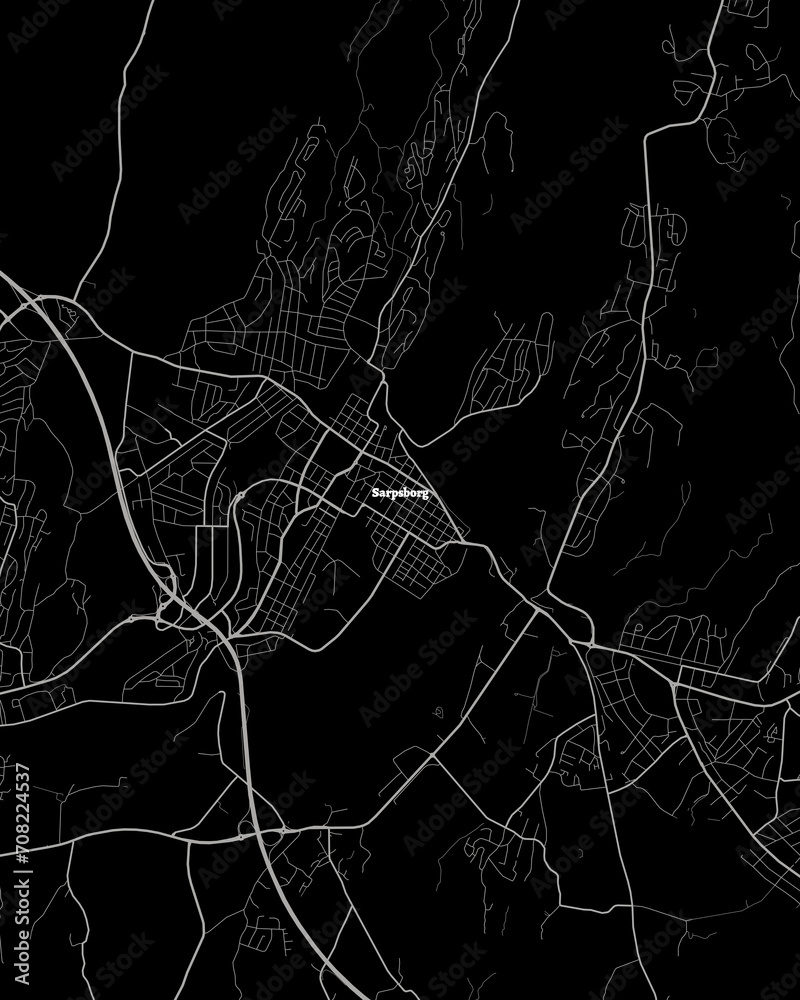 Sarpsborg Norway Map, Detailed Dark Map of Sarpsborg Norway