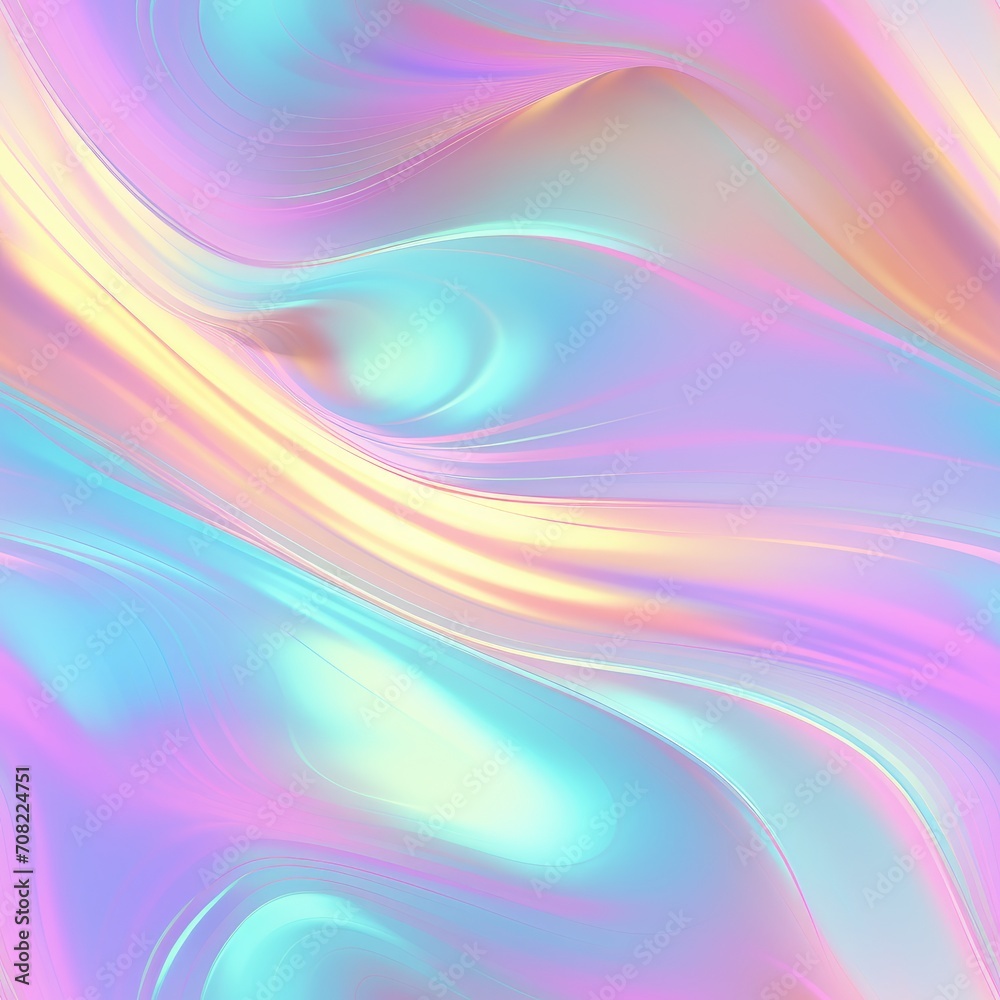 Colorful holographic iridescent swirls, seamless tile pattern