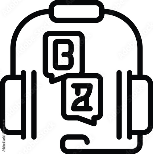 Modern headphones icon outline vector. Speaker case. Orator learner
