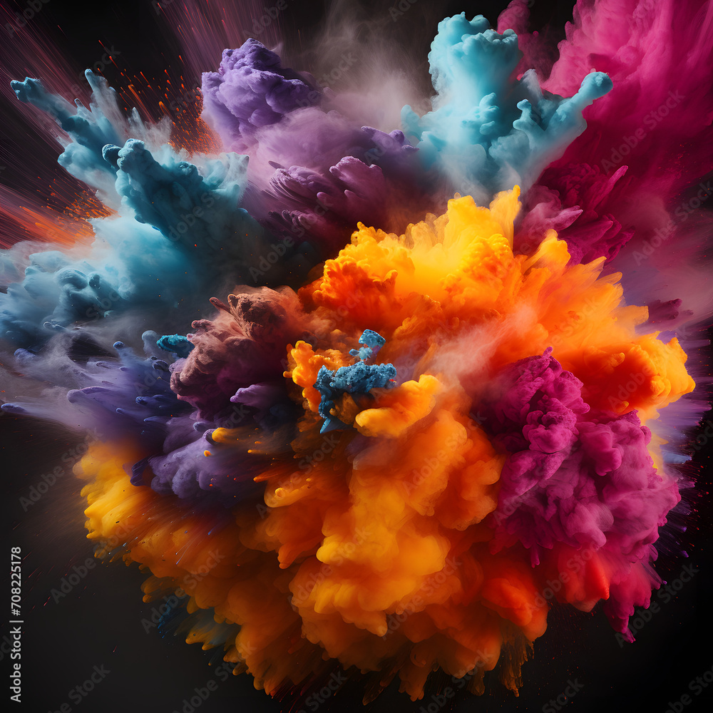 abstract illustration of colorful nebula explosion. Generative AI