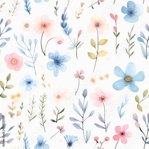 Seamless floral pattern, colorful flowers on a pastel background © Georgina Burrows