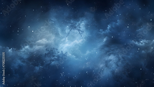 abstract wallpaper of blue space nebula. Generative AI © Jannik