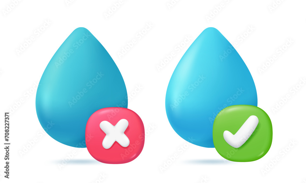Clear water drops. Pure dew drops. Concept of conserving clean water for the world. 3d vector illustration. Clear water drops. Pure dew drops. Concept of conserving clean water for the world. 3d vector illustration.