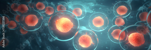 3d rendering of Human cell or Embryonic stem cell microscope background photo