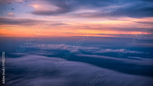 Beautiful Sunset Skies seen from the Window of an Airplane
