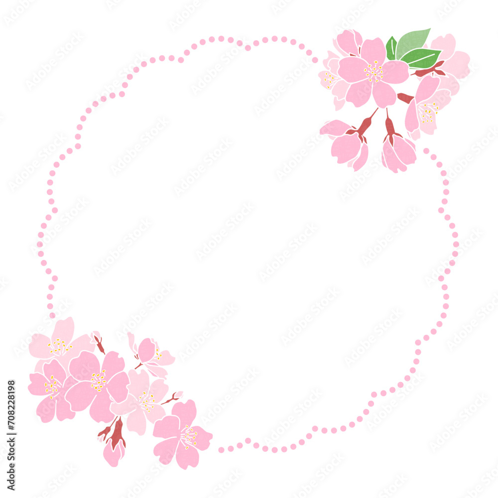 桜の花のフレーム　春のデコレーションフレーム　
