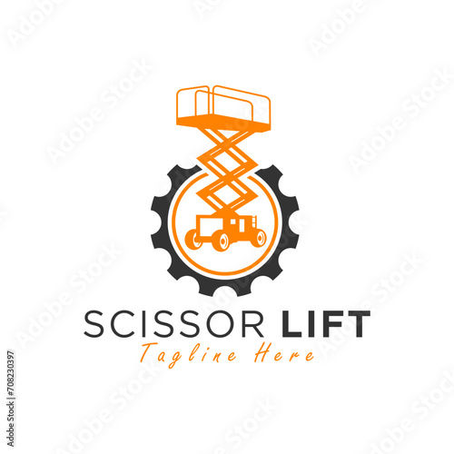 scissor lift illustration logo