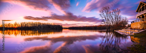 Dramatic Sunset Cloudscape over the Connecticut River, view from Riverfront Park in Glastonbury of the Greater Hartford, Connecticut, USA photo