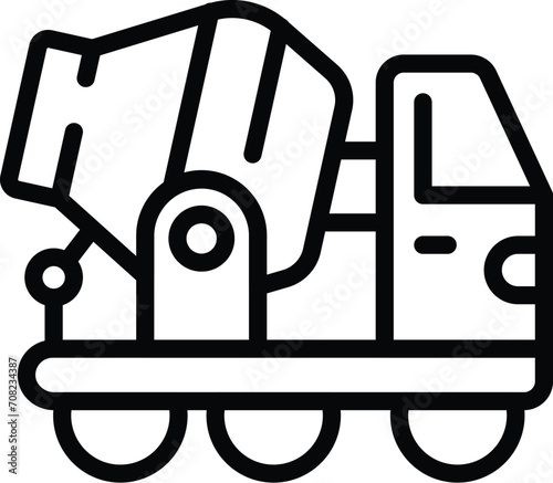Dark laborer icon outline vector. Cement mixer. Brick machine mobile