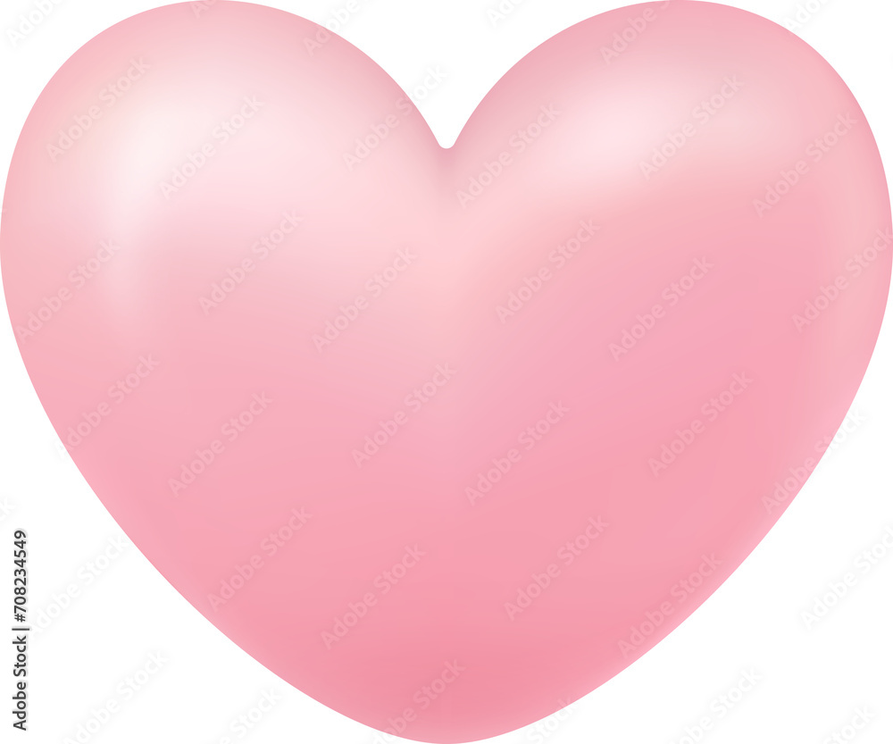 3d pink heart illustration, cutout ,png isolated on transparent background.