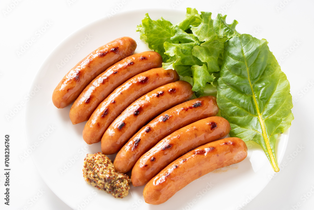 焼いたウインナーソーセージ。(白皿・白バック)
焼いたウインナーソーセージ。(白皿・白バック)