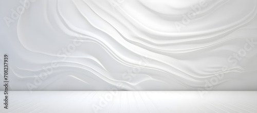 Minimal abstract light background for product presentation. light on white textured wavy plaster wall © sam