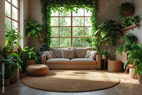 Scandinavian style rustic living room  © marsone