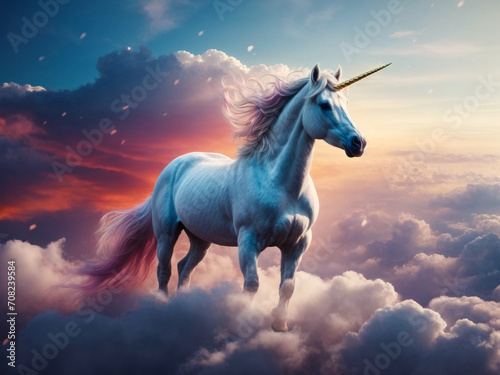 A Unicorn among the clouds, AI Generative © Bimit
