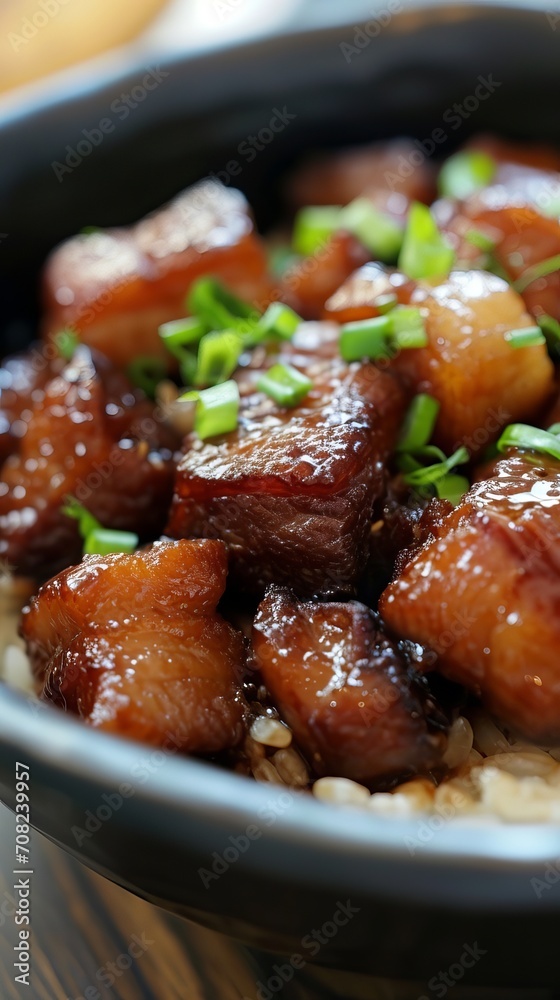 Taiwanese Braised Pork Rice in bowl. AI generated image. Taiwanese Braised Pork Rice in bowl. AI generated image.