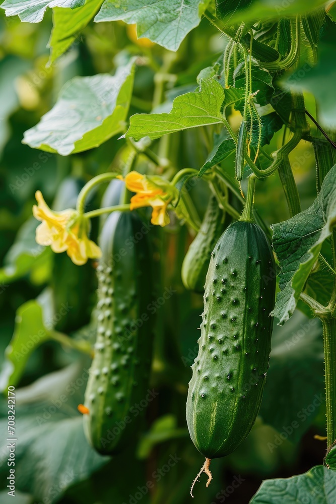Cucumbers growing in the garden