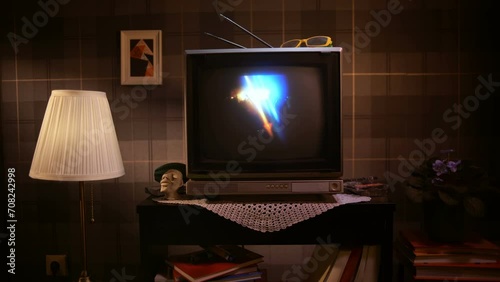 Shot of a TV with 80s music  photo