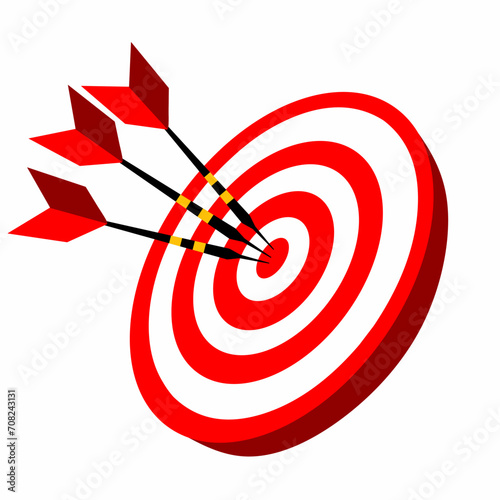 design red target and 3 arrows. Vector illustration. Business Vision, big target with people, teamwork, success goal, target achievement.