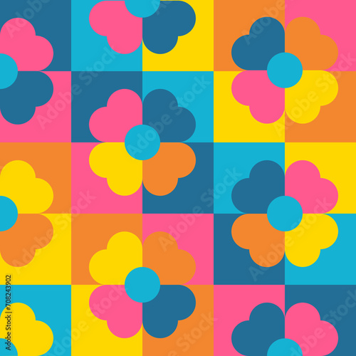 Colorful Retro Flower Pattern for Cheerful Designs