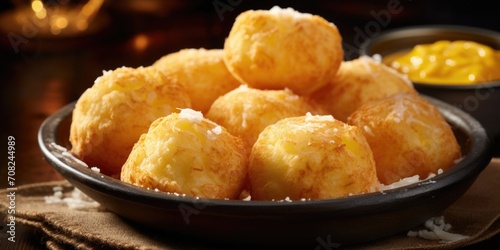 A tantalizing photograph presenting cheese puffs dusted with a zesty blend of es, adding an additional layer of flavor and a hint of heat, ready to awaken your taste buds.
