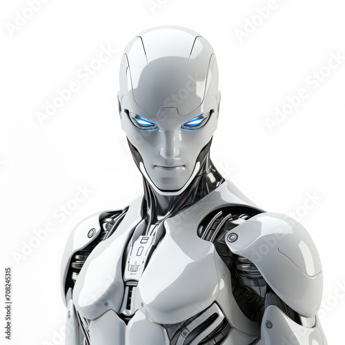 robot cyborg with blue eyes