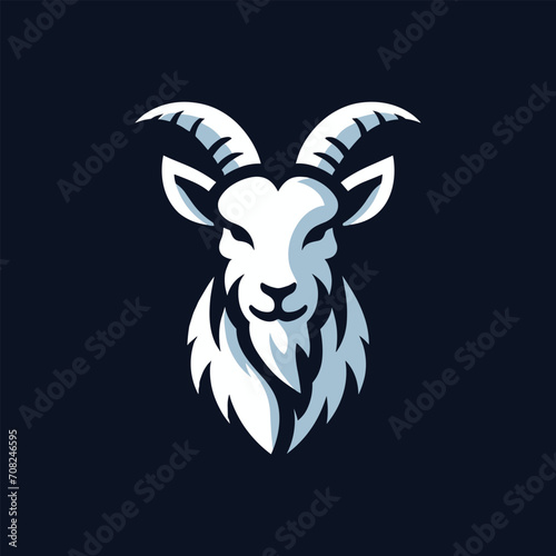 A minimalistic mascot logo icon of a goat, goat silhouette