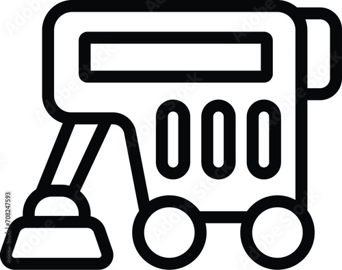 Auto sweeper icon outline vector. Clean city street. Dark roadway