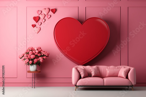 Valentine's Day room with hearts balls