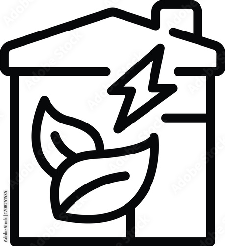 Full energy house icon outline vector. Building accumulator. Ecology recycle photo