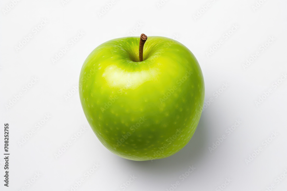 Vibrant Green Apple with Fresh Water Droplets Isolated on White Background Vibrant Green Apple with Fresh Water Droplets Isolated on White Background
