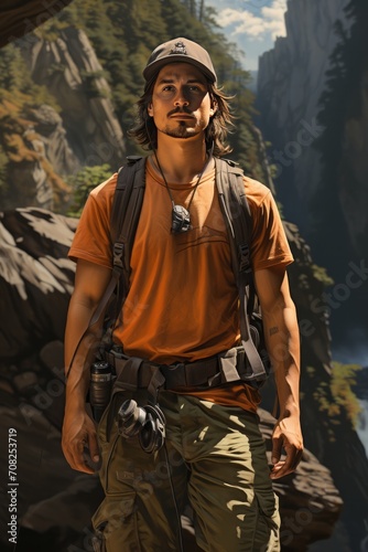 Photo Realistic of a Hiker in Cargo Pants and a Moisture-Wicking T-Shirt, Generative AI