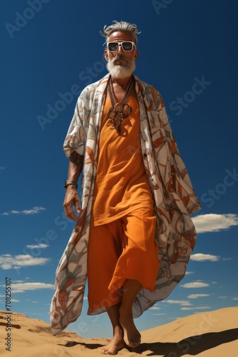 Photo Realistic of a Man in Beach Attire with Flip-Flops and a Beach Towel,  Generative AI (ID: 708255107)