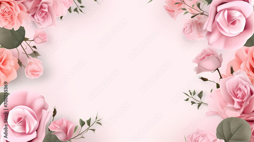 Fototapeta premium Beautiful pink rose bouquet flowers background, symbol of Valentine's Day, wedding, love