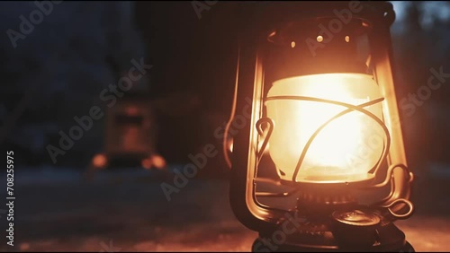 lanterns at night during winter photo