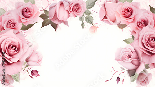 Pink rose flower composition background, decorative flower background pattern, floral border background