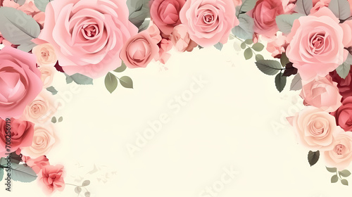 Pink rose flower composition background, decorative flower background pattern, floral border background