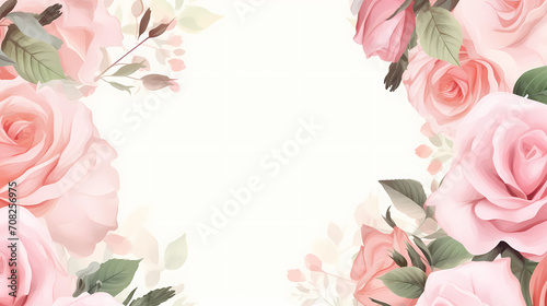 Pink rose flower composition background, decorative flower background pattern, floral border background