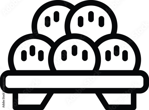 Stand dumplings icon outline vector. Italian variety. Ravioli dark flour