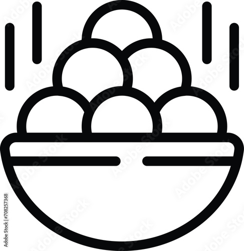 Full bowl food icon outline vector. Steam menu. Pelmeni slender