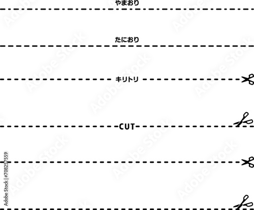 山折り線、谷折り線、切り取り線
