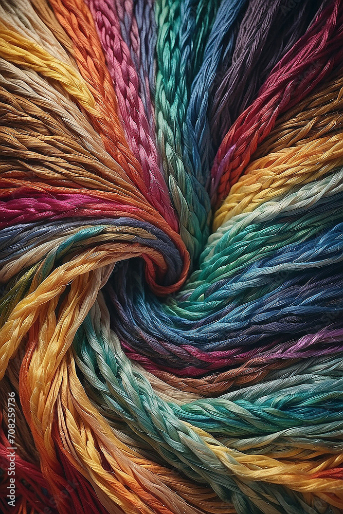 Colorful textured yarn geometric design