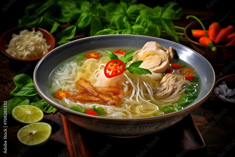 Soto Ayam, a comforting Indonesian chicken soup with vermicelli, vegetables, Soto Ayam, a comforting Indonesian chicken soup with vermicelli, vegetables,