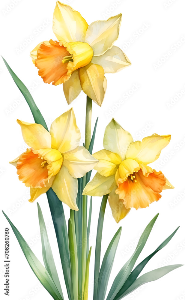 Watercolor painting of Daffodil flower. Watercolor painting of Daffodil flower.