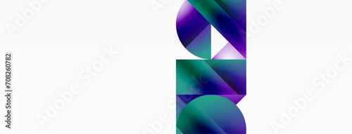 Serene gradient template. Circles and triangles mingle in minimalist perfection. Gentle fusion of forms and hues creates balanced yet captivating backdrop, embodying modern sophistication